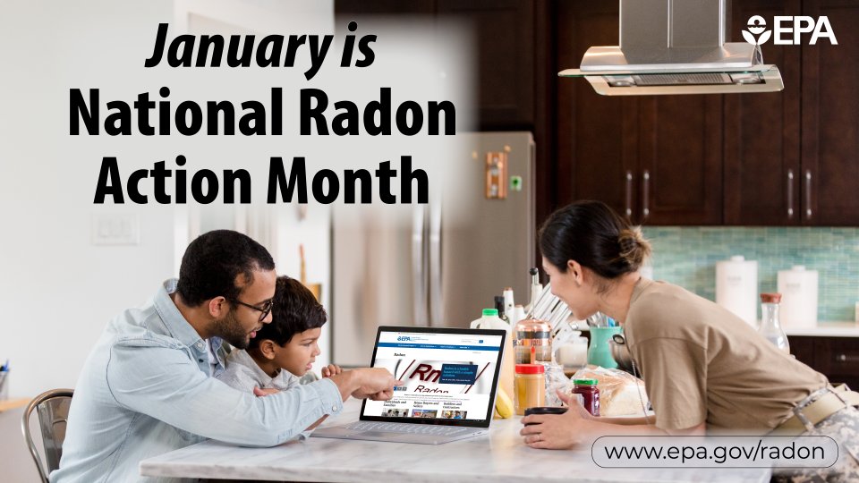image of family looking at EPA's Radon Webpage on a computer