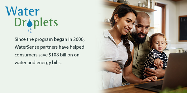 Since the program began in 2006, WaterSense partners have helped consumers save $108 billion on water and energy bills.