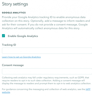 how and where to add Google Analytics tracking code in a StoryMap